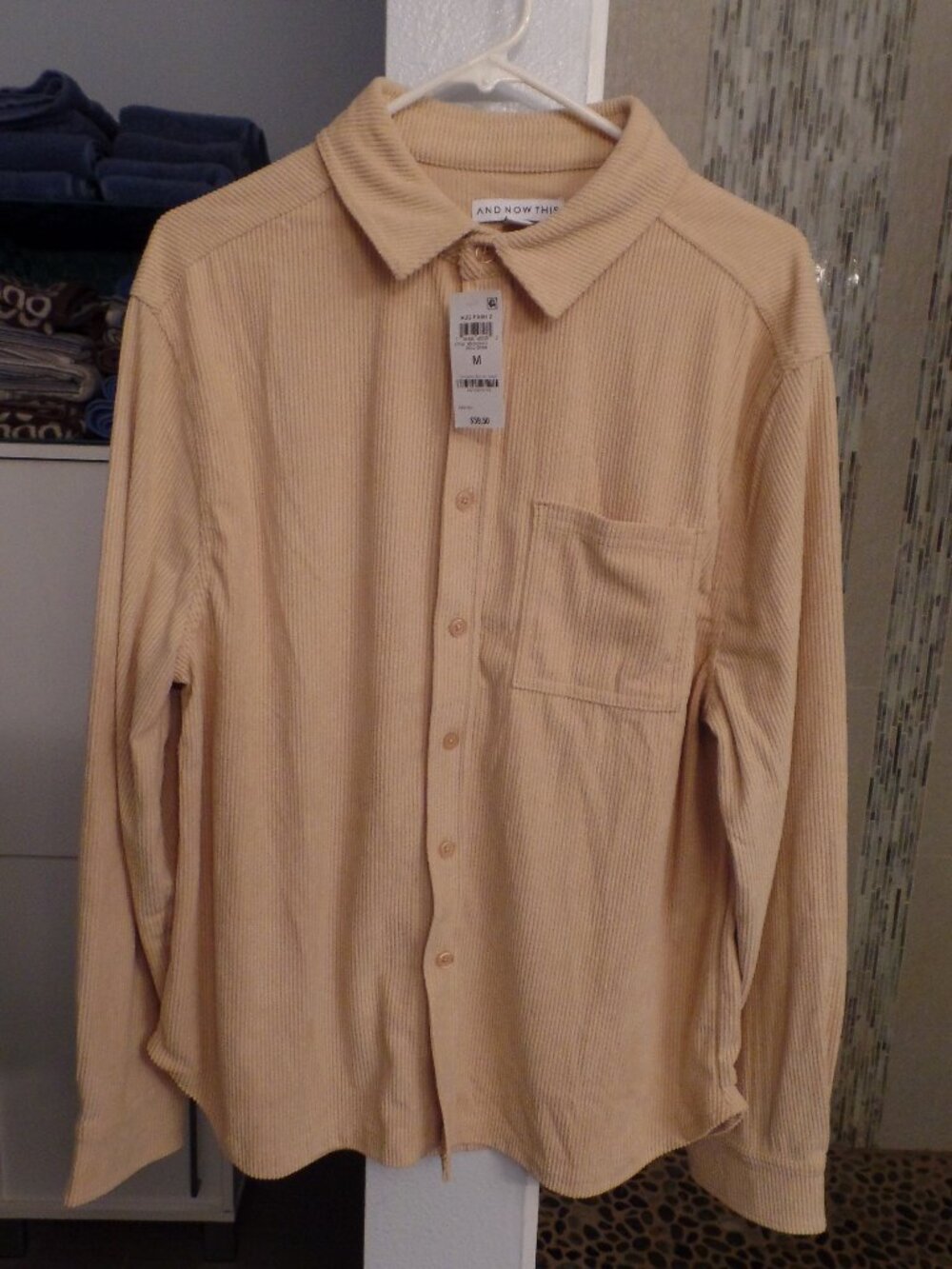 AND NOW THIS Men's Long Sleeve Shirt - Corduroy - NWT - Medium